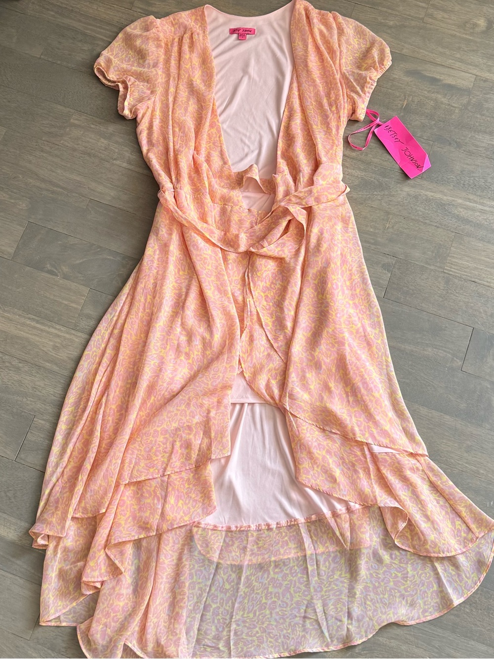 Betsey Johnson Pink & Yellow Floral Wrap Dress